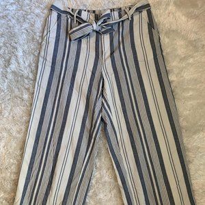 Striped Straight-Leg Pants, Size 6